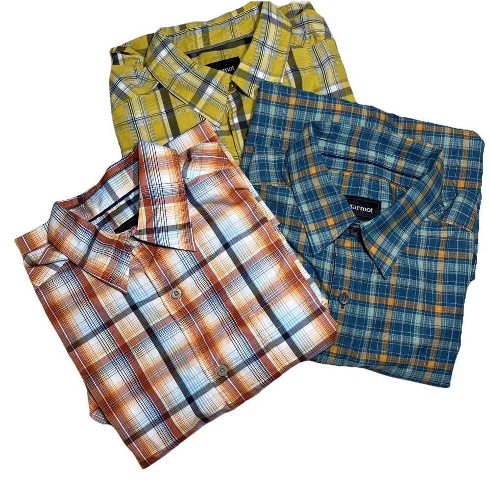 Marmot Eldridge Button Up Shirt Men's Medium Lot Of 3 Performance Fishing Hike